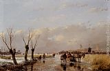 Figures on a Frozen Canal by Andreas Schelfhout